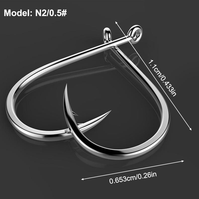11pcs/set  Big Eyelet Fishing Hook Long Shank Barbed Round Bent Joint Hook Big Eye Ring Worm Hook Fishing Lure Spoon Spinner