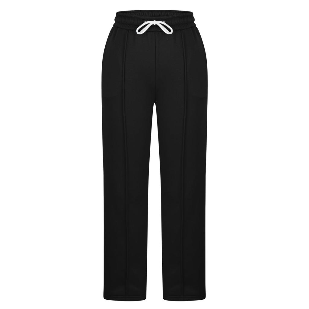 Women's High Waist Drawstring Straight Wide Leg Sweatpants Color Casual Pants