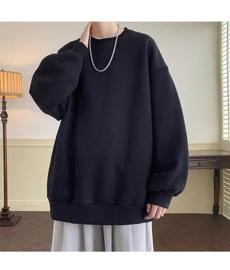 Autumn/Winter Plus Velvet Round Neck Hoodie - Men's/Women's Trendy Loose Fit Long Sleeve T-Shirt