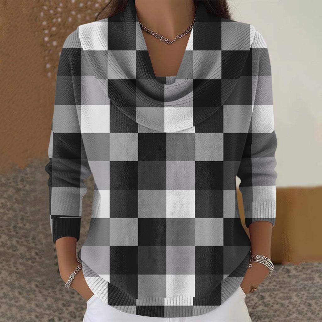 Dam Casual Och Moderiktig Rundhals Långärmad Tryckt Topp Tröja