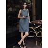Retro French Sleeveless Backless Denim Dress - 2026 Women's Summer Loose Slimming Short Skirt