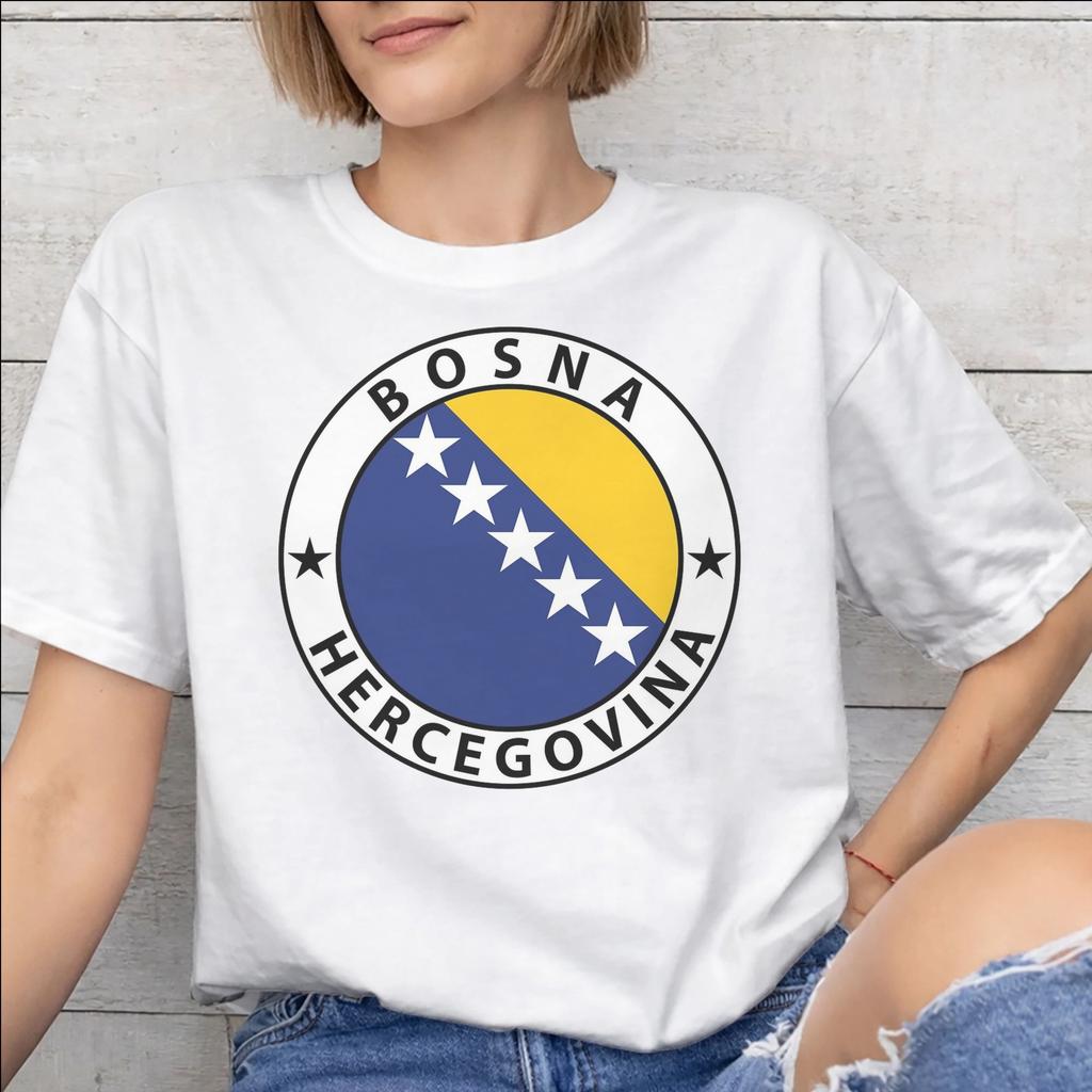 Bosnia and Herzegovina Flag Accessories Unisex T Shirts Cotton Tee Graphic Printed Tshirt Clothing