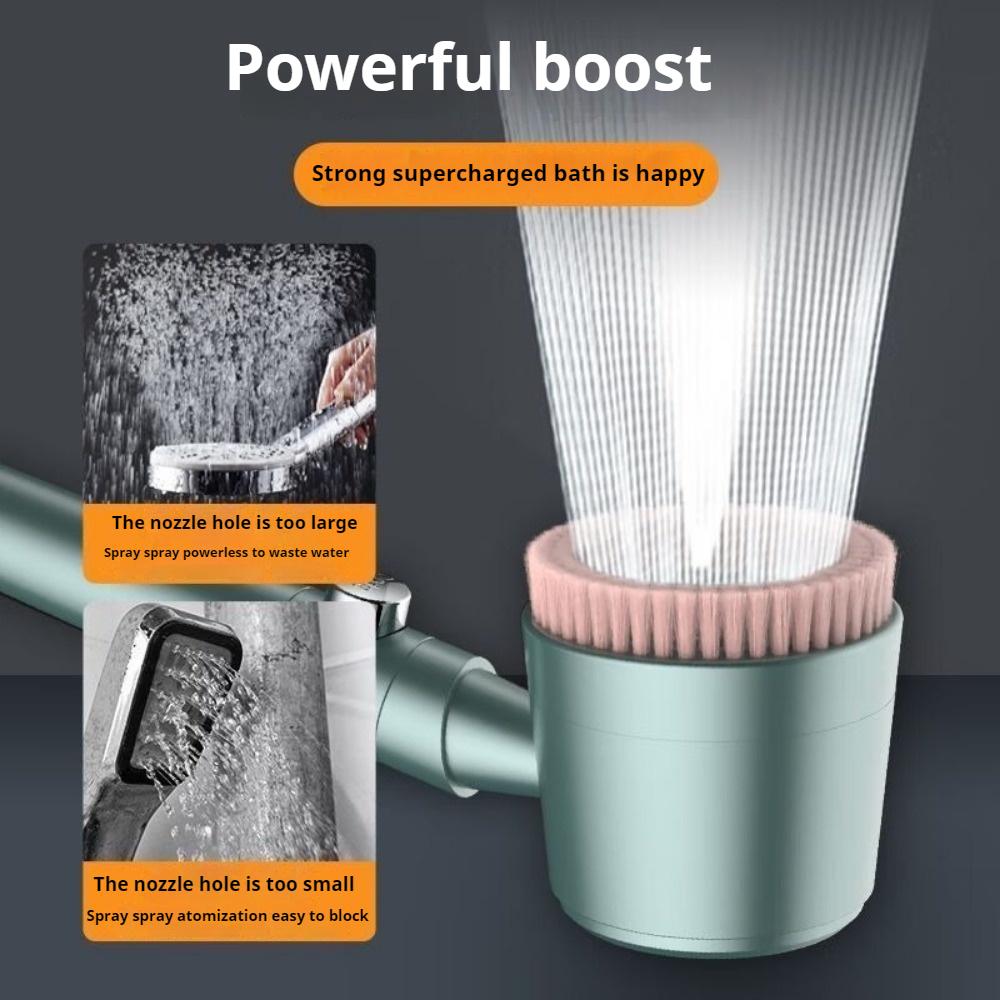 Pommeau de douche 5+1 modes avec brosse de massage ABS Haute pression Économie d'eau Portable Filtre de salle de bain Pommeau de douche Arrêt d'eau à une touche