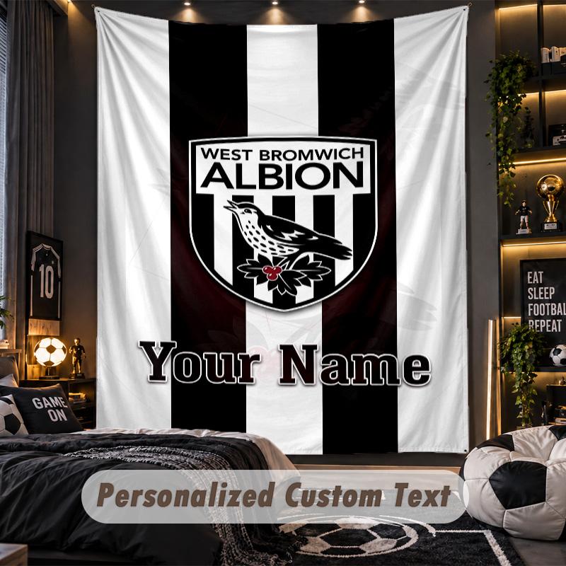 TapestryWest Bromwich Albion FC Custom Name Text Personalized Wall Hanging Tapestry Home Wall Decor