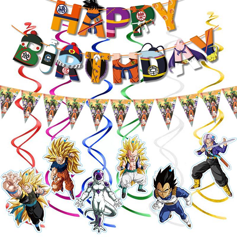 Dragon Ball Banner Goku Birthday Party Decoration Streamers Party Favors Background Baby Shower Supplies Kids Boys Gifts Toys