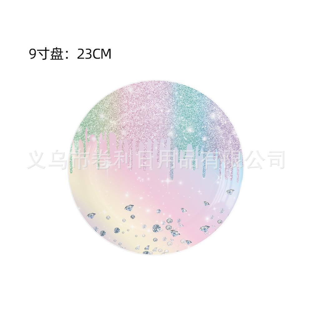 Macaron Partyzubehör Thema Geburtstag Arrangement Besteck Pappteller Seidenpapier Becher Tischdecke Banner Set Rosa