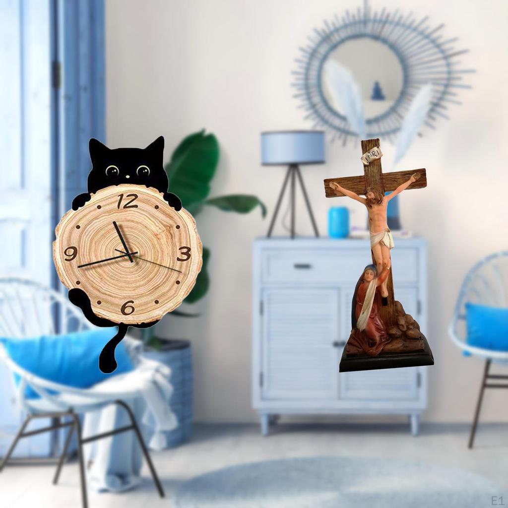 Jesus Sculpture Holy Religious Catholic Wall Clock Decor Ornament Gifts No Ticking Hanging