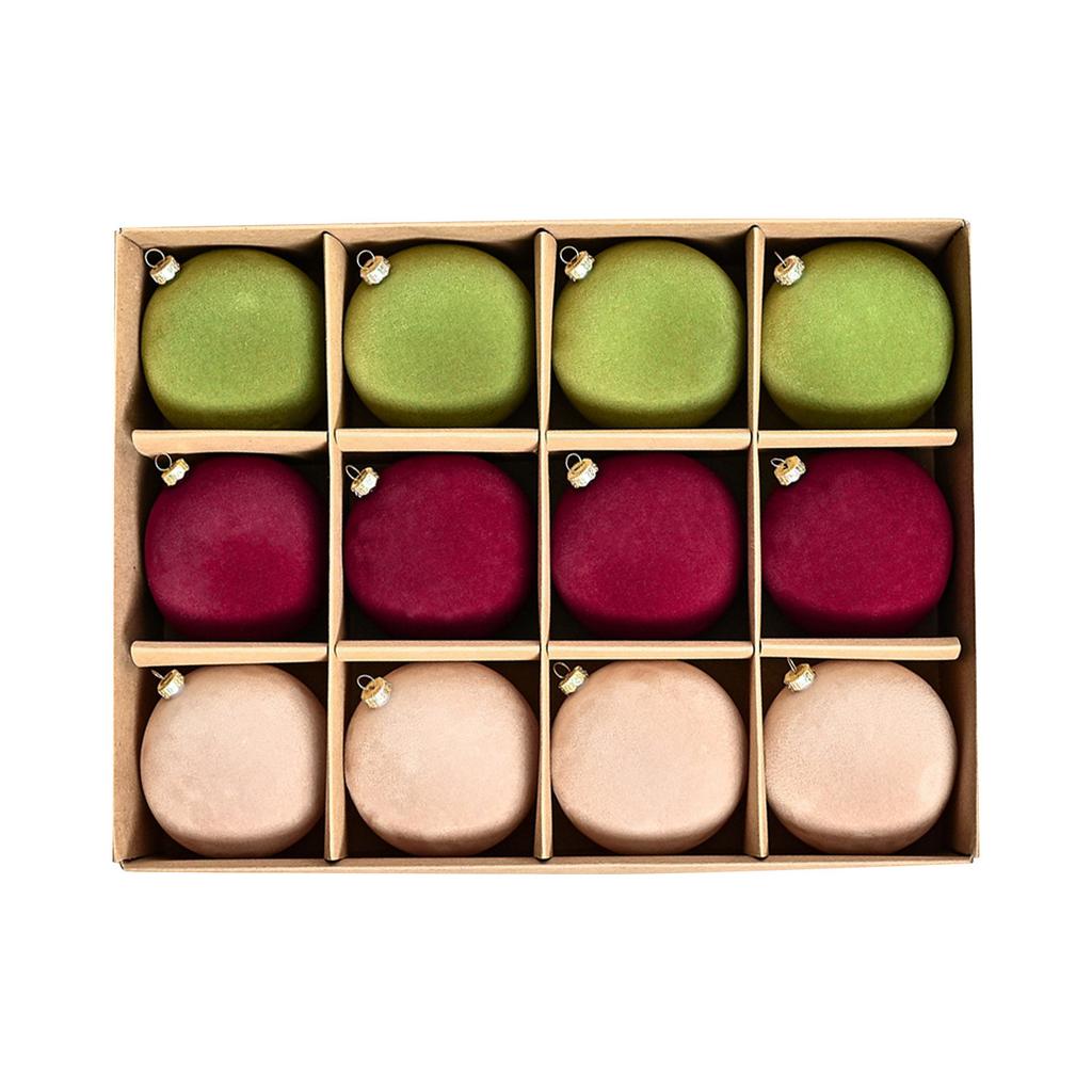 12pc Christmas Velvet Flocked Fibers Round Ball Ornament Creative DIY Christmas Ball Wreath and Christmas Tree Decoration