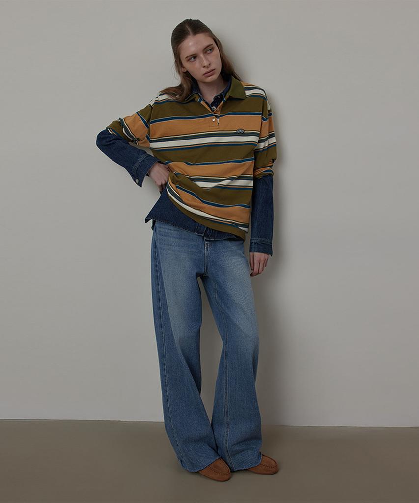 Kwinseulaebis Vintage Cutting Semi Wide Denim Pants