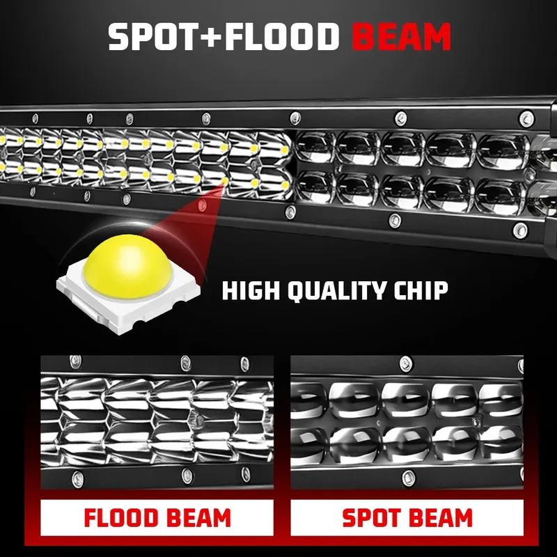 HL Led Driving Light Bar Double Rows Projector Lens 15inch 20inch 28inch Spot+Flood Combo Beam for Offroad Cars SUV UTV 12V 24V