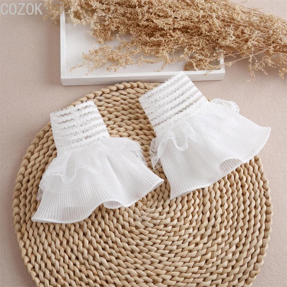 Cross-border Pleated Mesh Lace Sleeves Women's Decorative Cuffs Replacement Fake Sleeves