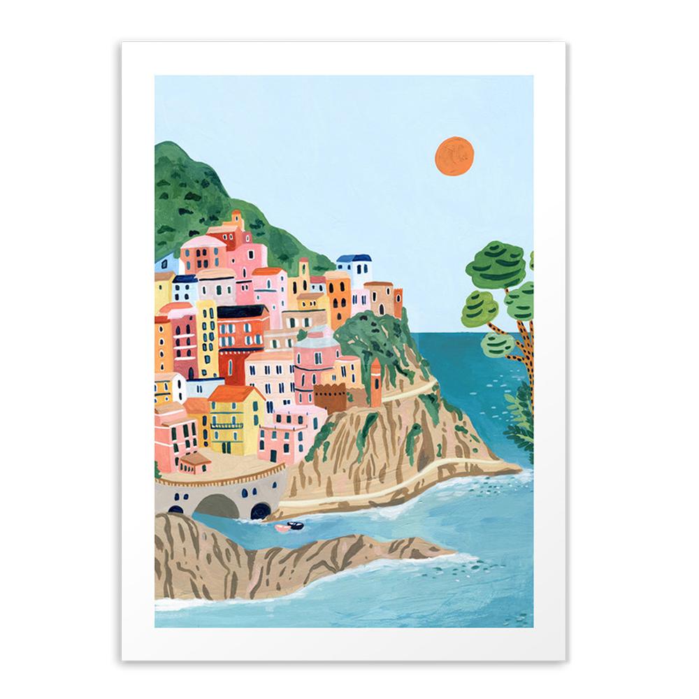 Nordic Positano Italy Vintage Posters and Print Santorini  Barcelona Canvas Painting Gift Wall Art for Living Picture Home Decor
