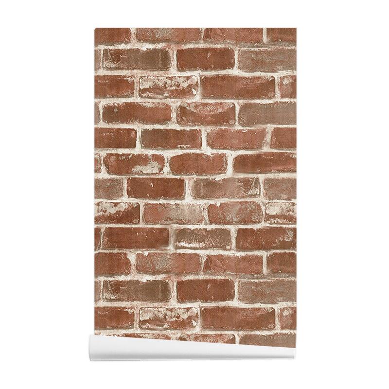 Self Sticking Pvc Retro Nostalgic Imitation Brick Texture Brown Red Brick Self-Adhesive Wallpaper For Home Decoration Vinyl Film Quality