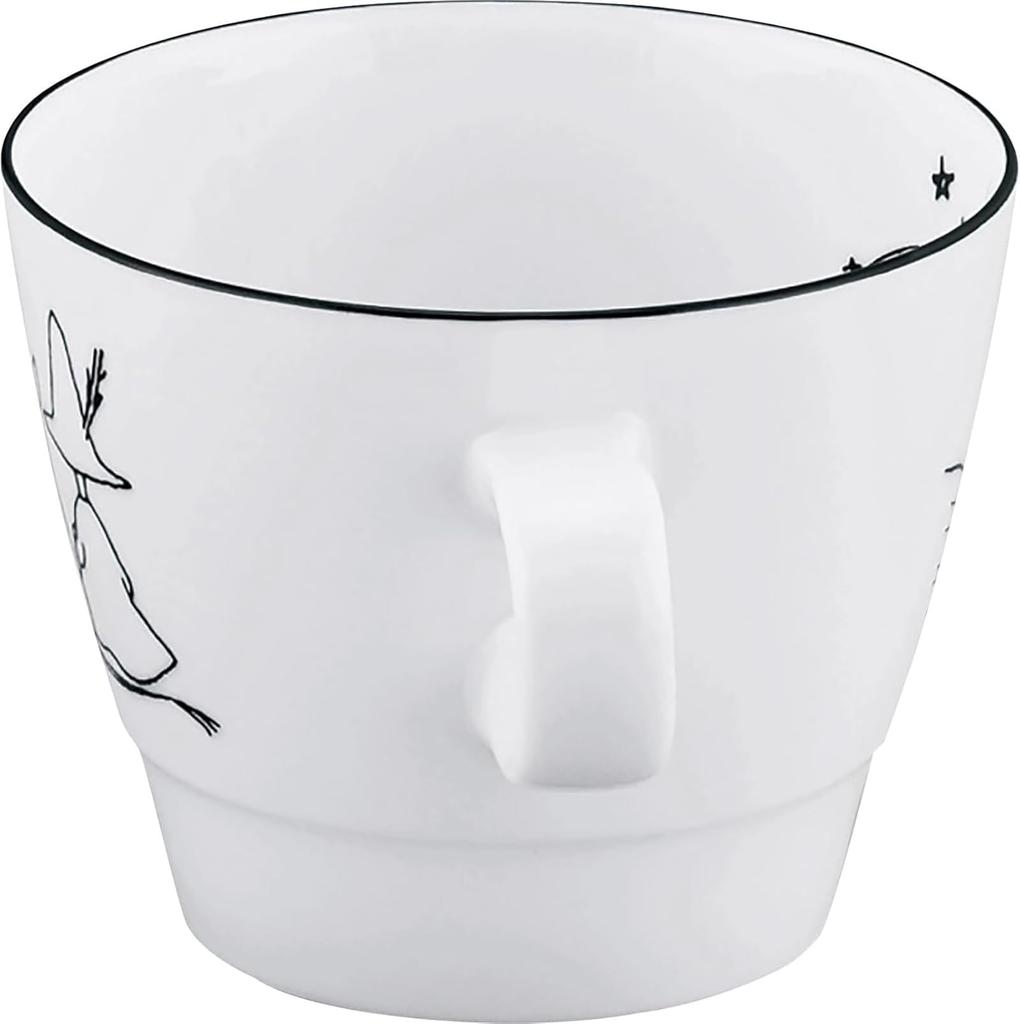 Moomin 80th Anniversary Breakfast 10x8cm Monochrome Comet Cecera Made in Yamaka Mug, 300ml, Diameter, Design, White, Inglaze, Japan, Shoten, MM9402-11