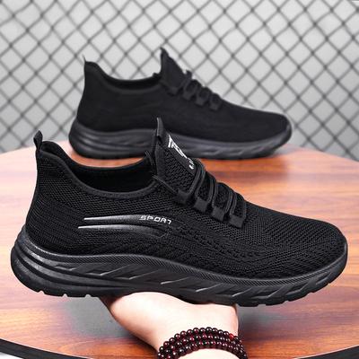 Schuhe Herrenschuhe Paar fliegende gewebte Sneaker atmungsaktive Mesh-Schuhe flacher Mund Schnürschuhe Einzelschuhe weiche Sohle bequeme Freizeitschuhe