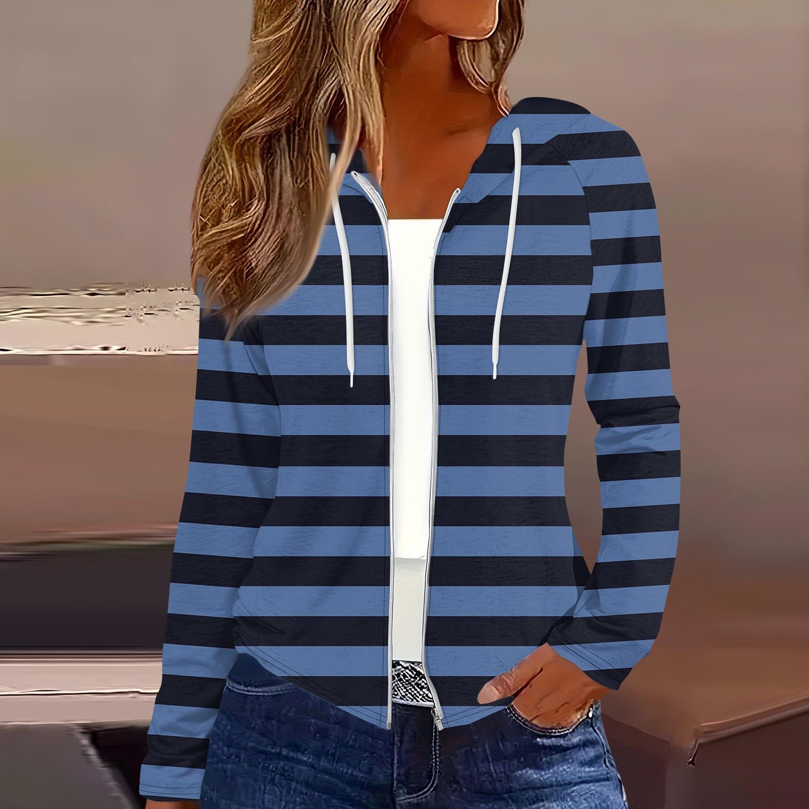 

Женская мода повседневная застежка-молния с капюшоном и принтом с длинным рукавом толстовки пальто XXL