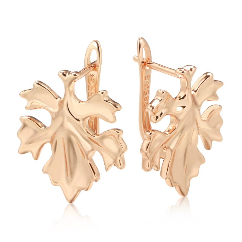 

New Trend Women Leaf Drop Earrings Fashion Rose Gold Color Creative Metal Jewelry Unique Romantic Wedding Earrings