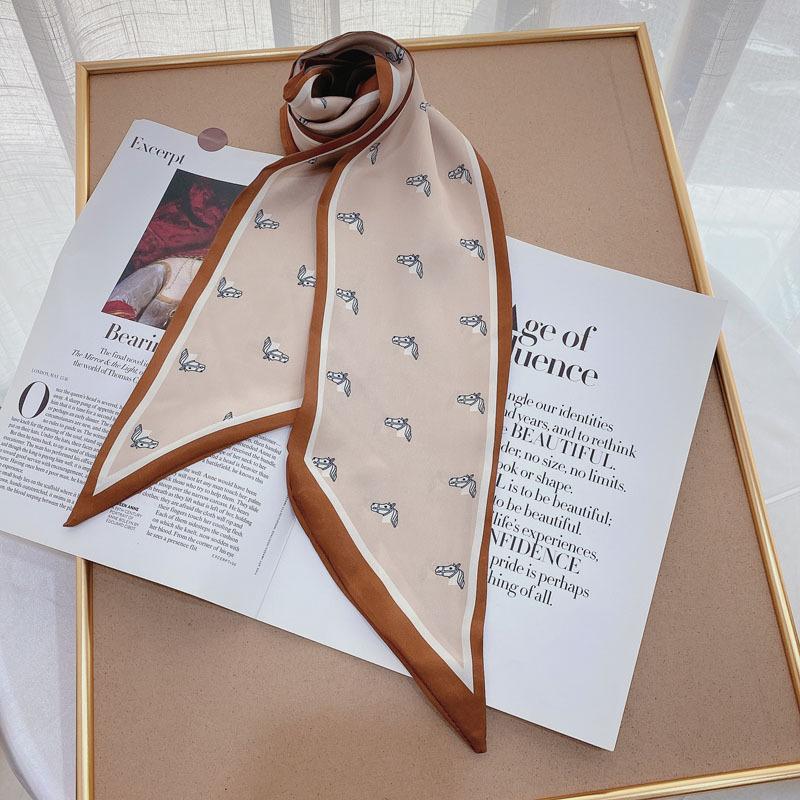 Luxury Long Silk Scarf Bag Tie Lady Neck Skinny Scarves Hairband Foulard Horse Print Brand Women Neckerchief Ribbon