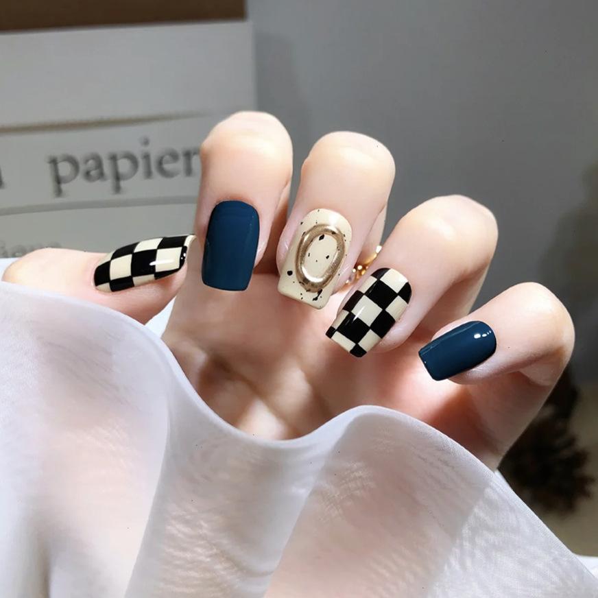24 Stück Mandel Französische Press-On Nägel Abnehmbar Vollabdeckung Ballerina Falsche Nagelspitzen Für Damen Mädchen