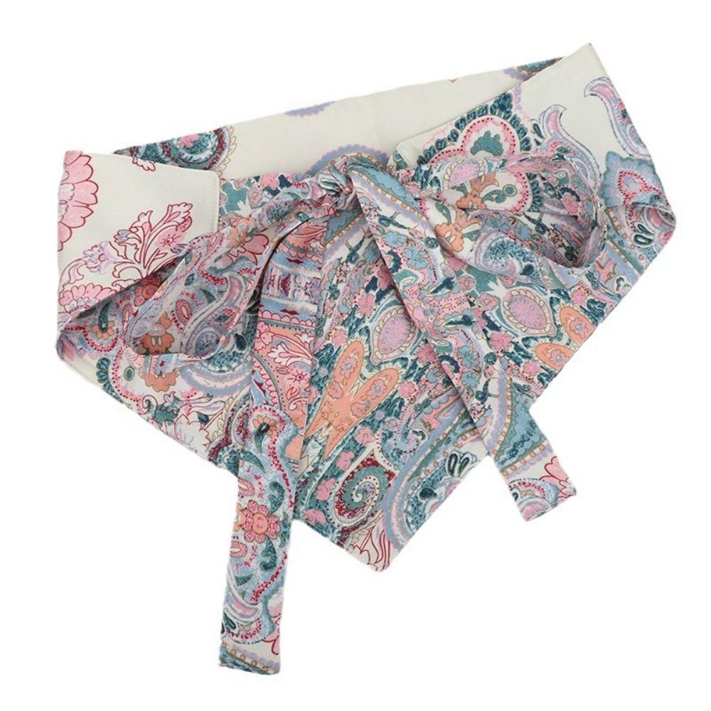 Chinese Style Ethnic Triangular Waistband Embroidered Printing Bohemia Wide Waistband  Female