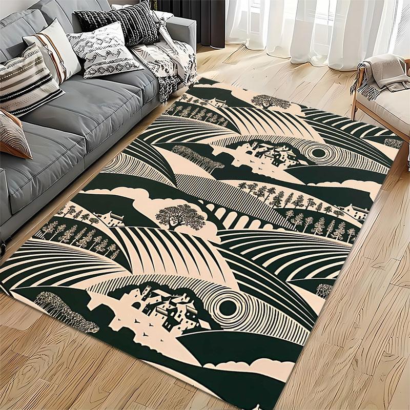 Vintage Landscape Pattern Carpet suitable as a non-slip mat for the living room or bedroom sofa
