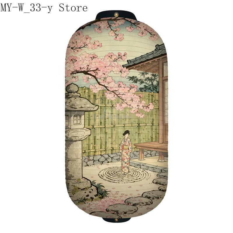 25x50cm Japanese-style Cherry Blossoms Cloth Lantern Ukiyo-e Traditional Printed Lantern Izakaya Cuisine Wedding Party Decor