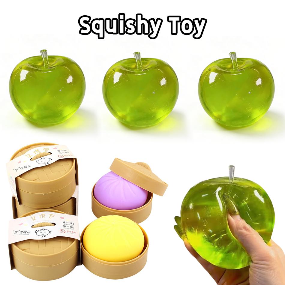 Hot Simulation Steamed Bun Green Apple Squishy Stress Relief Vent Toy Moldable Stress Ball Perfect Relaxing Gift For Friends