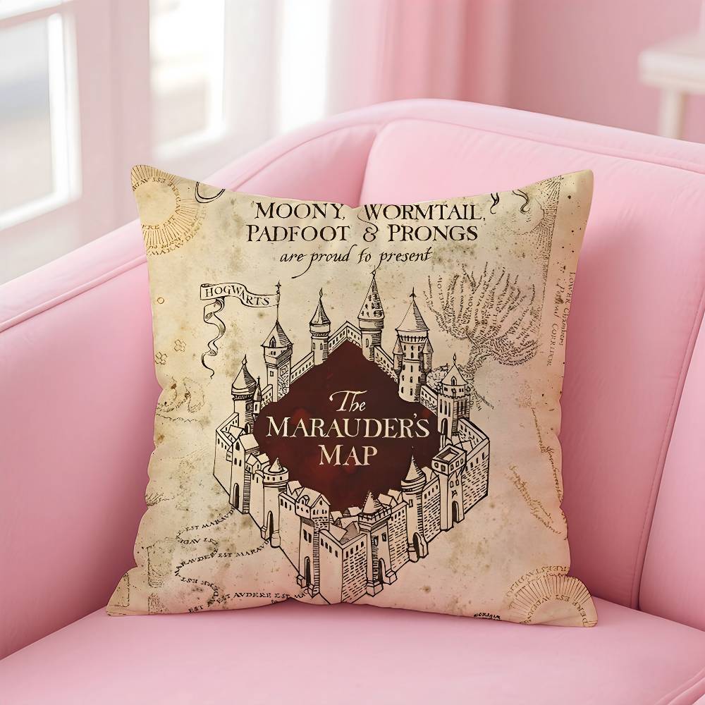 

The Marauders Map Pillow Case Pattern Printed Pillowcase for Living Room Sofa Cushion Cover & Bedroom Decor 12x12Inch