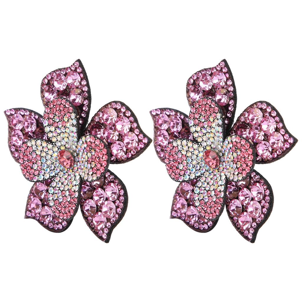 2Pcs Crystal Diamond Patches Appliques Stickers Flower Clothing Shoes Decoration DIY AccessoryPink