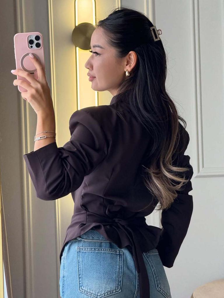 New Women's Slim Fit Asymmetric Blazer Jacket Long Sleeve Fashion Elegant Top
