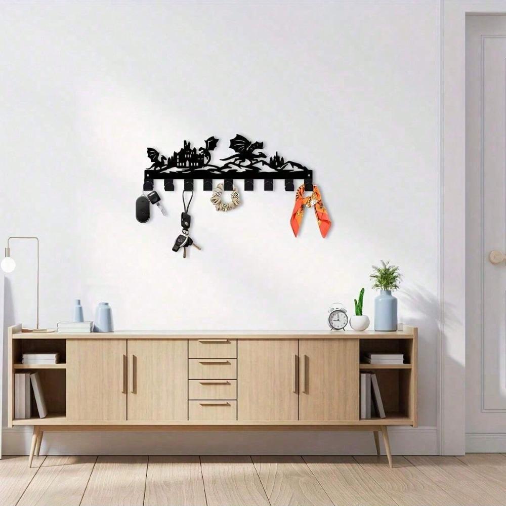 Castle Dragon Key Hanger Durable Metal Space Saving Design Modern Hallway Decor Housewarming Gift