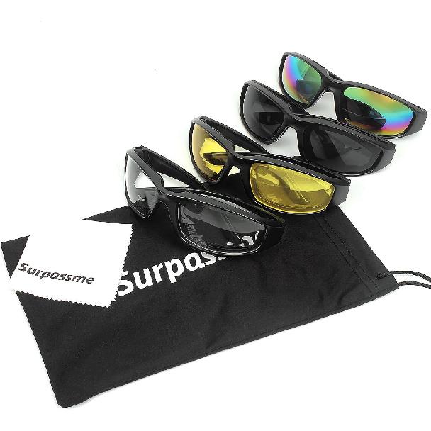 3 Pair Motorcycle Riding Glasses Padding Goggles UV Protection Dustproof Windproof Motorcycle Sunglasses For Outdoor Actives