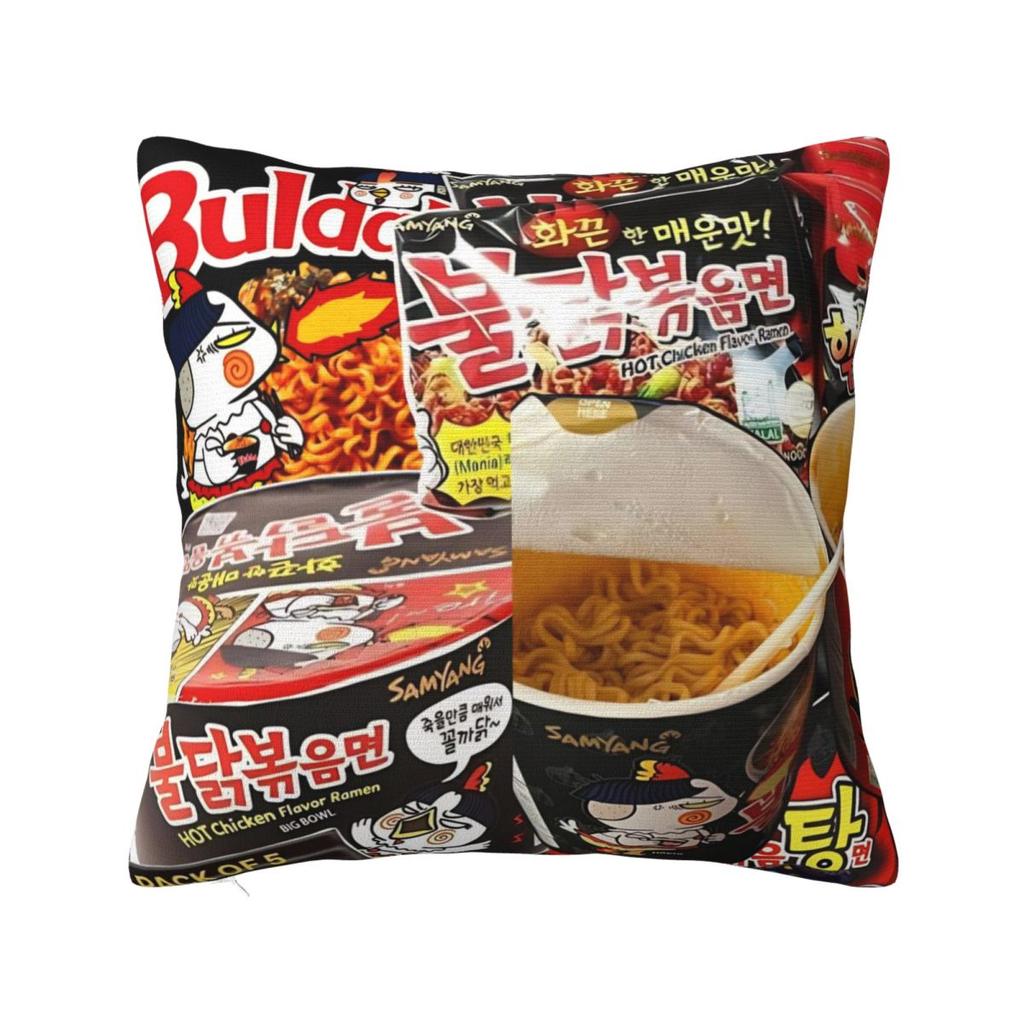 Pillow Cover Spicy Chicken Noodles Buldak Hot Chicken Flavor Ramen Cushion Cover Pillow Case For Home Decoration Pillowcases