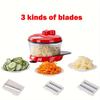 1pc Multi-Functional Manual Food Processor, Hand-powered Crank Chopper, Gralic Crusher, Mincer Blender with Clear Container for Vegetables Meat Fruits