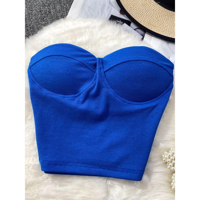 Pure Color Strapless Tube Top Vest Female Outwear Sexy Sexy Short Bare Midriff Slim Fit Thin Band Chest Pad Wipe Tops