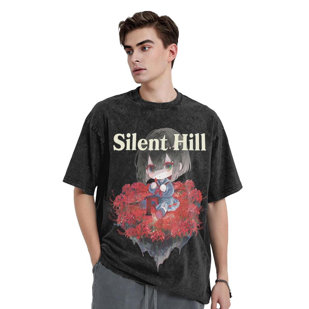 Silent Hill F Hinako Koszulki Hip Hop Sprana Koszulka z Krótkim Rękawem Vintage dla Mężczyzn Kobiet Graficzne Nadruki Topy T-shirty