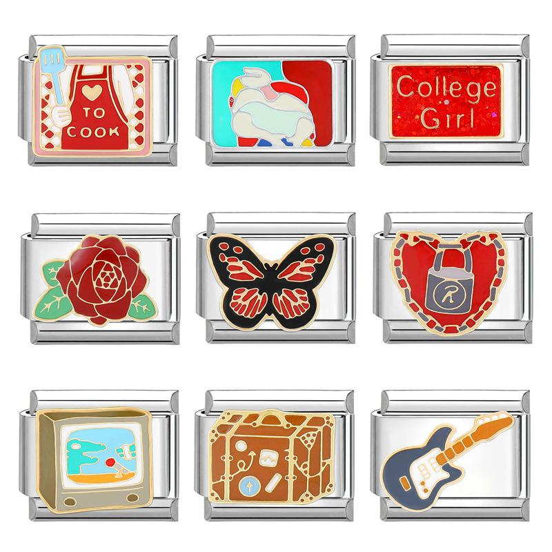 Handgefertigtes italienisches Rotes & Schwarzes Serie Leichter Luxus Charm Armband