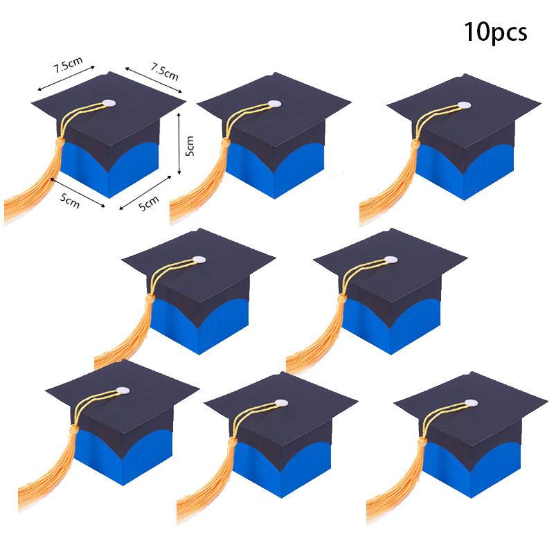 Graduation Decor Candy Boxes Bachelor Hat Chocolate Gifts Packing Bags with Tassel 2025 Congrats Grad Celebration Party Favors