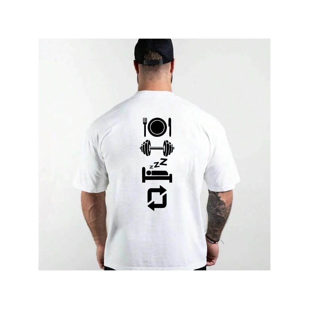 Summer Men's 100% Cotton Summer Loose Fitness Printed Casual and Comfortable Round Neck Short Sleeve T-shirt Top