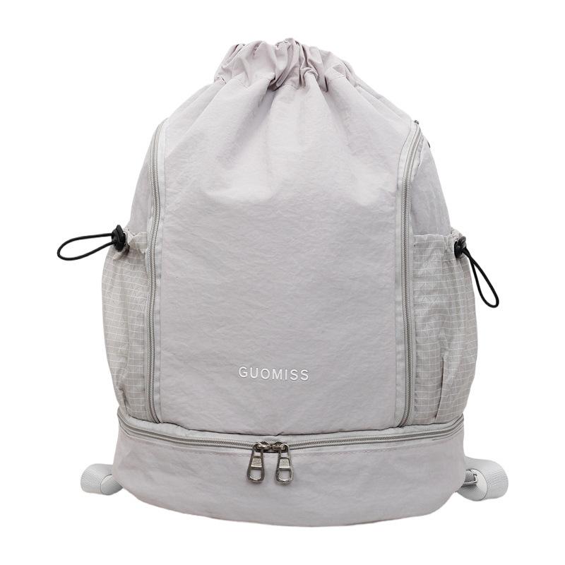 Schoolbag Swimming Fitness Backpack Women's Large Capacity Wet and Dry Separation Travel Backpack Casual Plaid Drawstring Bundle Travel Bag