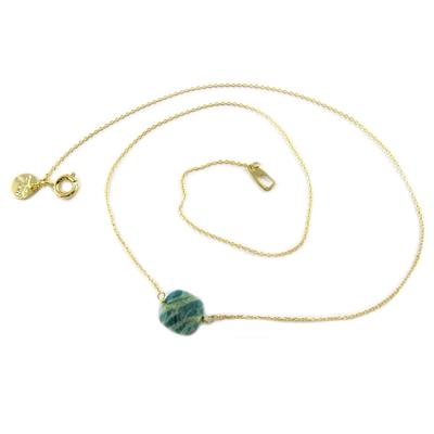 [Q1420] - Gold Green 'Boho' Handmade Necklace - 14x14 Mm