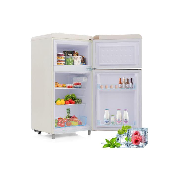 Réfrigérateur Vintage - MUVOE - Modèle - 72L - Congélateur 21L - 120 kWh - Blanc