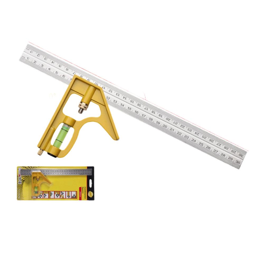 Stainless Steel 90/45 Degree Ruler High Precision Adjustable Combination Square Ruler Multi-Angle Measuring Tool for Woodworking