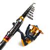 New 5.5:1 Gear Ratio Reel and 1.8-3.6m Fishing Rod Complete Set Telescopic Fishing Rod Spinning Reel Fishing Bait Fish Hook Travel Rod Set