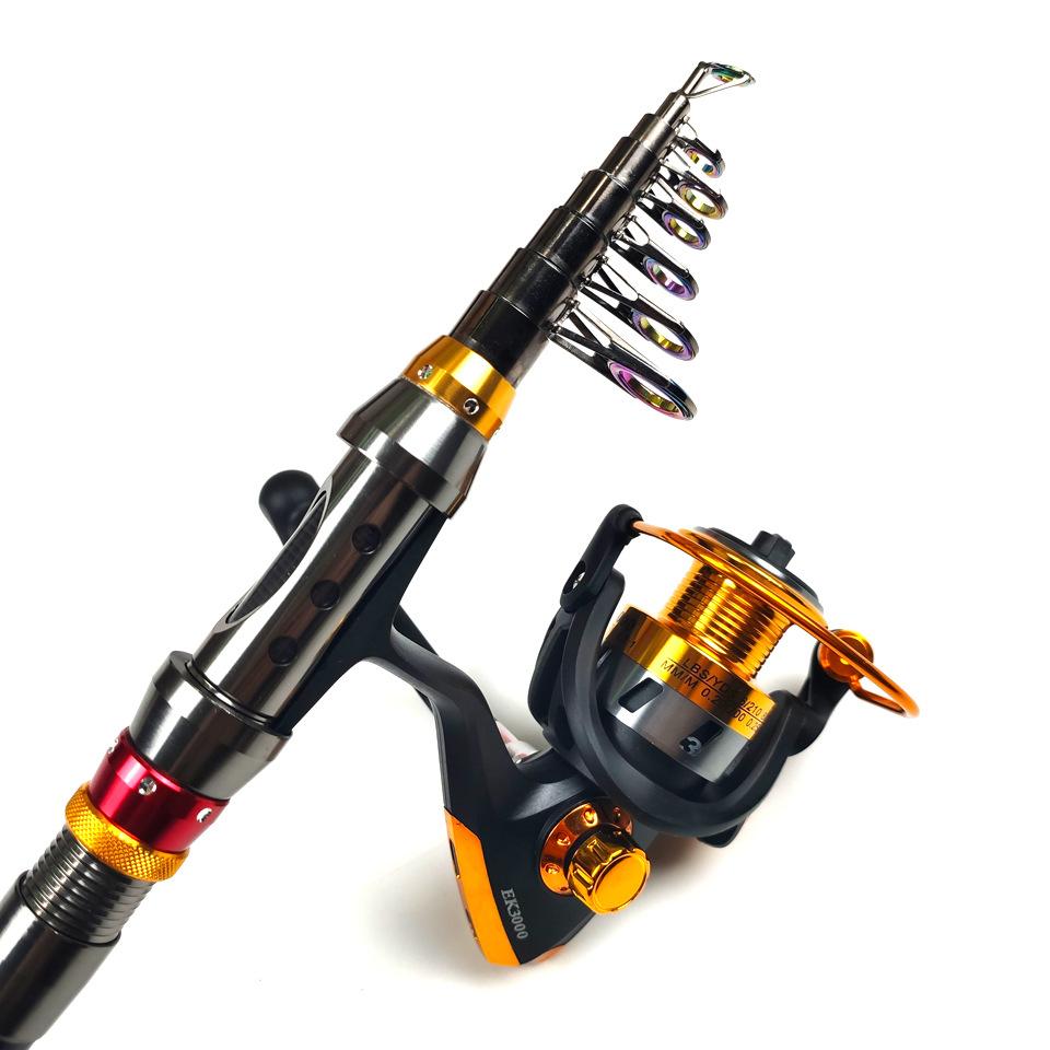 New 5.5:1 Gear Ratio Reel and 1.8-3.6m Fishing Rod Complete Set Telescopic Fishing Rod Spinning Reel Fishing Bait Fish Hook Travel Rod Set