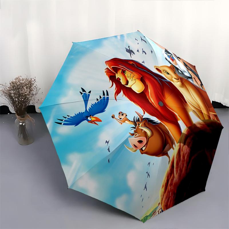 1 Auto Open Lion King, Pride Rock Themed Colorful 8-rib Portable Umbrella for Men and Women, A Compact Commuting Companion Suitable for Dail