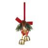 Holiday Home Decorations Christmas Bow Ornaments with Gold Jingle Bells, Xmas Tree Hanging Wreath Retail Window Displays Pine Cones, Red Berries