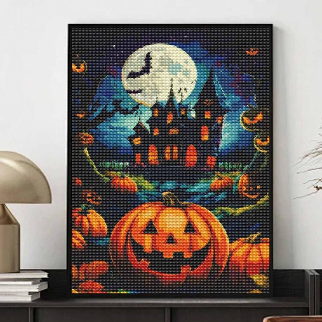 DIY Diamond Painting Canvas Pumpkin Castle Moon Design 5D Full Drill Art Creative Leisure Craft Home Decor Wall Decoration