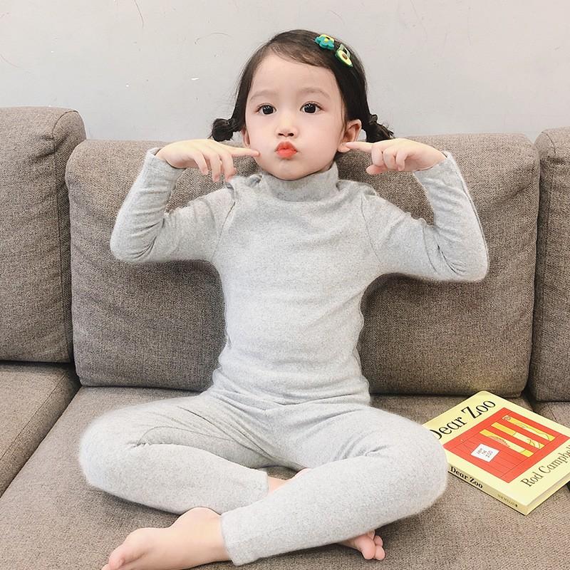 Kids Thermal Pajama Set Long Sleeve Cotton Fleece-Lined Sleepwear Boys Girls Winter A-Class Safety