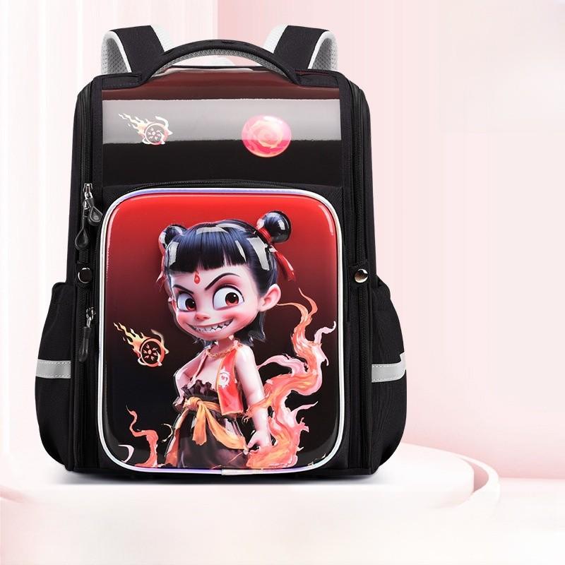 Cartoon Children Nezha Backpack With Spacious Storage For Students Elementary